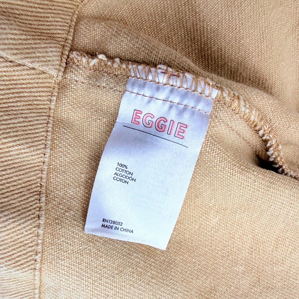 Eggie Utility Cropped Jacket Khaki Tan Cotton Cargo Buckle Pocket Jacket Women's - Picture 10 of 11